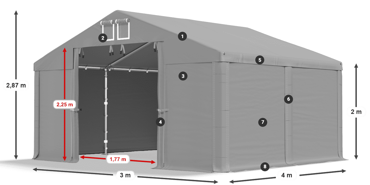 Dach: SD 560 PVC Ściany: MS 580 PVC legenda 2m