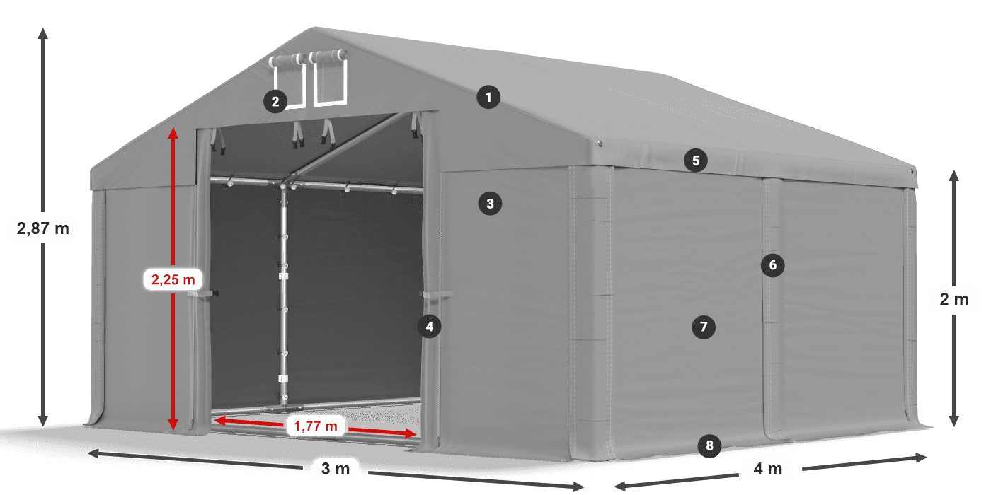 Dach: SD 560 PVC Ściany: MS 580 PVC legenda 2m