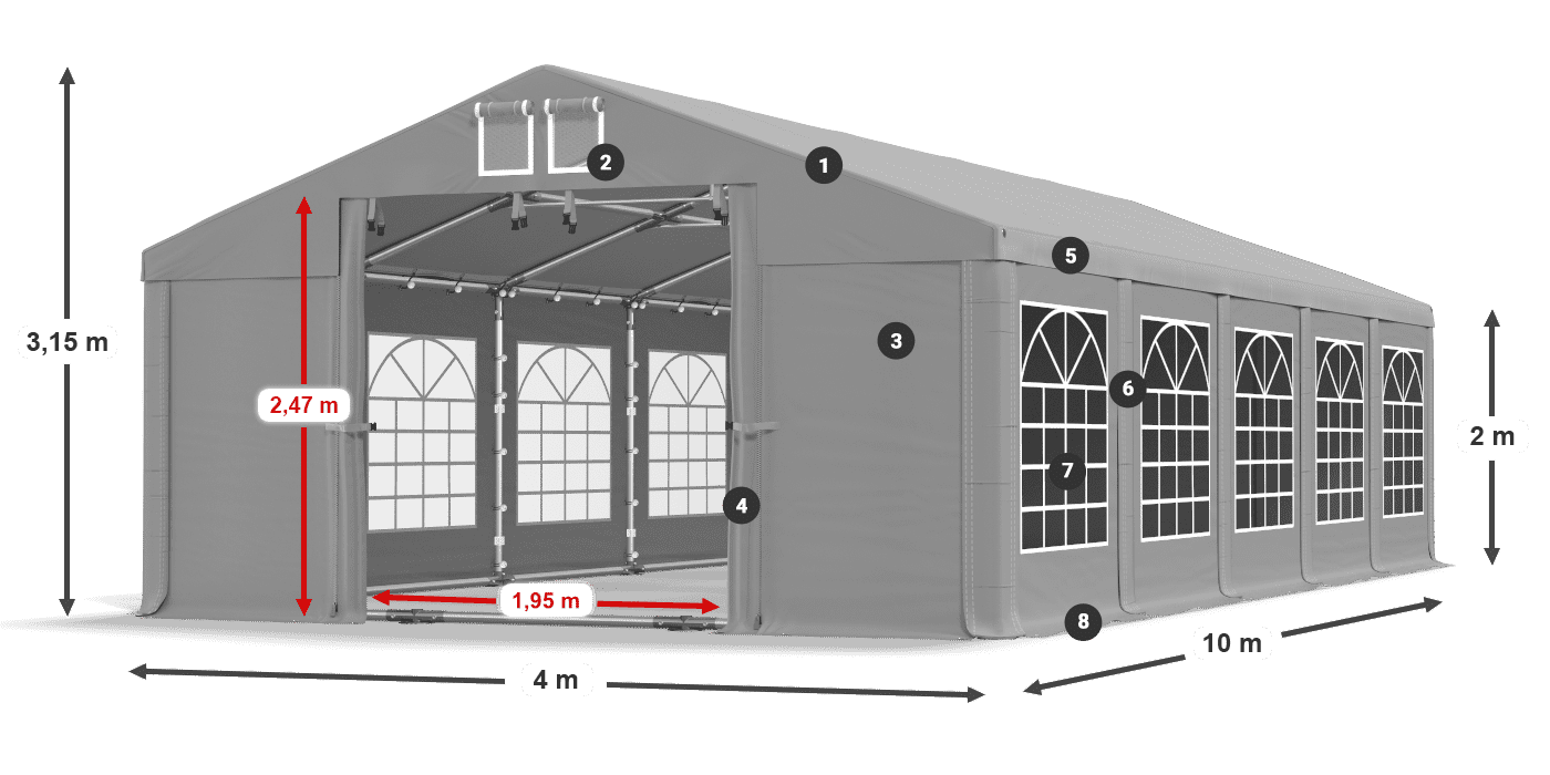 Dach: FR 620 PVC Ściany: SD 500 PVC 2m legenda