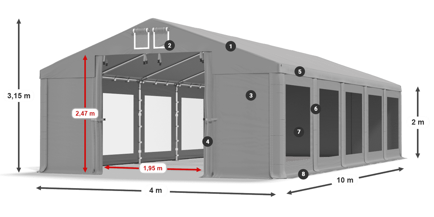 Dach: MS 580 PVC Ściany: MS 580 PVC 2m legenda