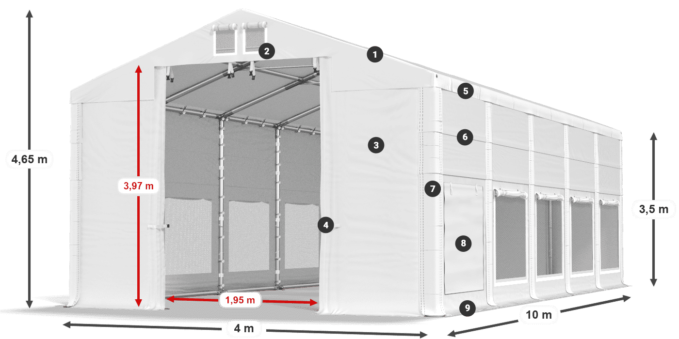 Dach: FR 620 PVC Ściany: SD 500 PVC 3.5m legenda