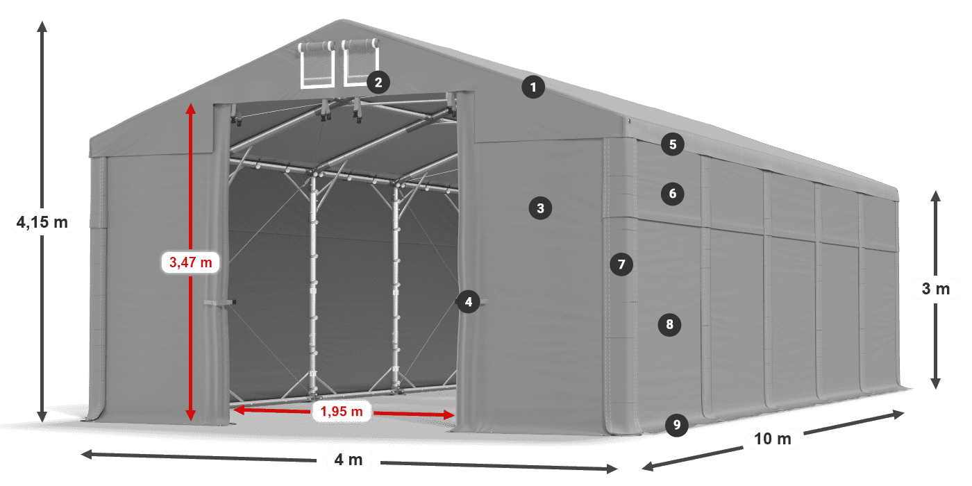 Dach: MS 580 PVC Ściany: SD 500 PVC 3m legenda