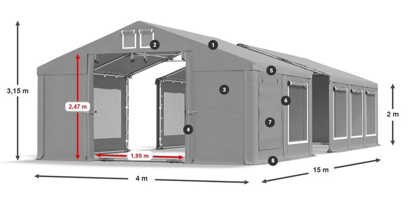 Dach: MS 580 PVC Ściany: SD M 500 PVC 2m legenda