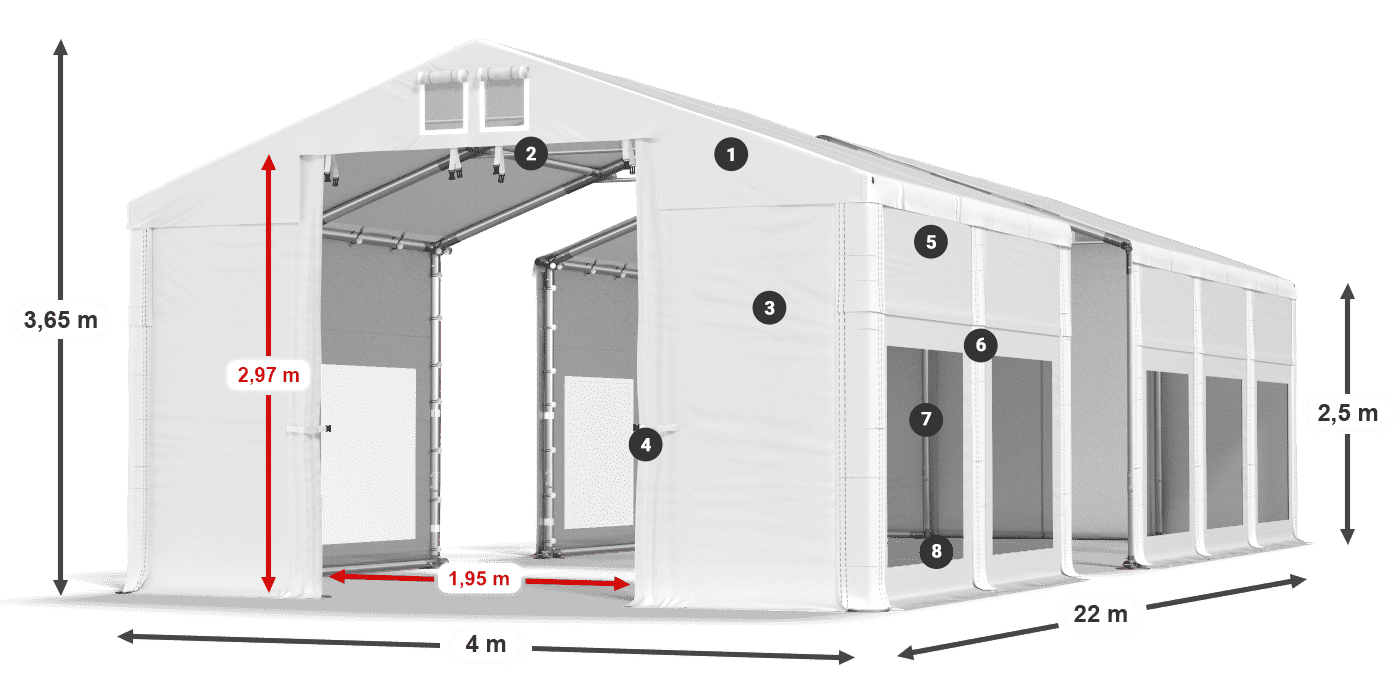 Dach: MS 580 PVC Ściany: MS 580 PVC 2.5m legenda