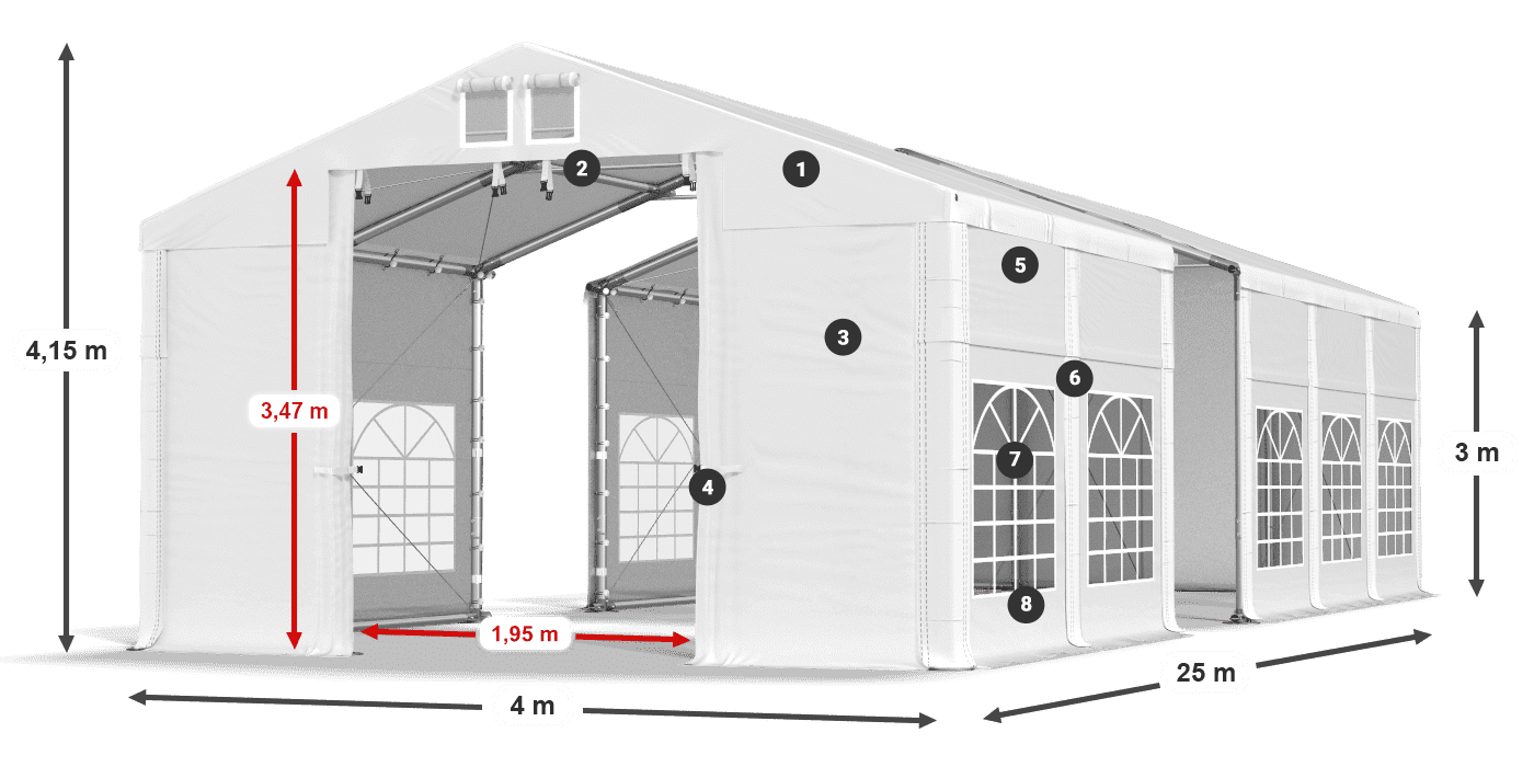 Dach: FR 620 PVC Ściany: SD 500 PVC 3m legenda