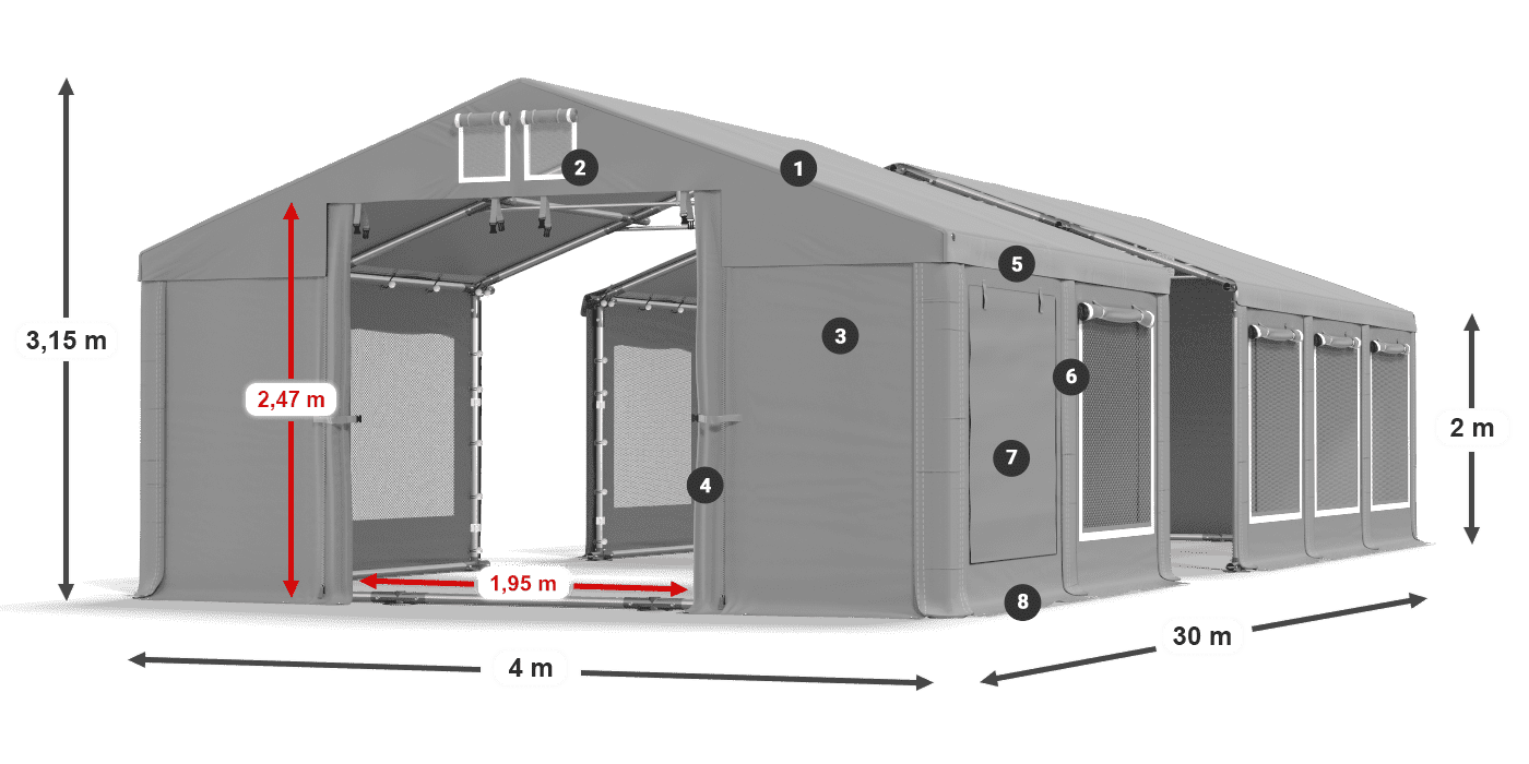 Dach: FR 620 PVC Ściany: SD 500 PVC 2m legenda
