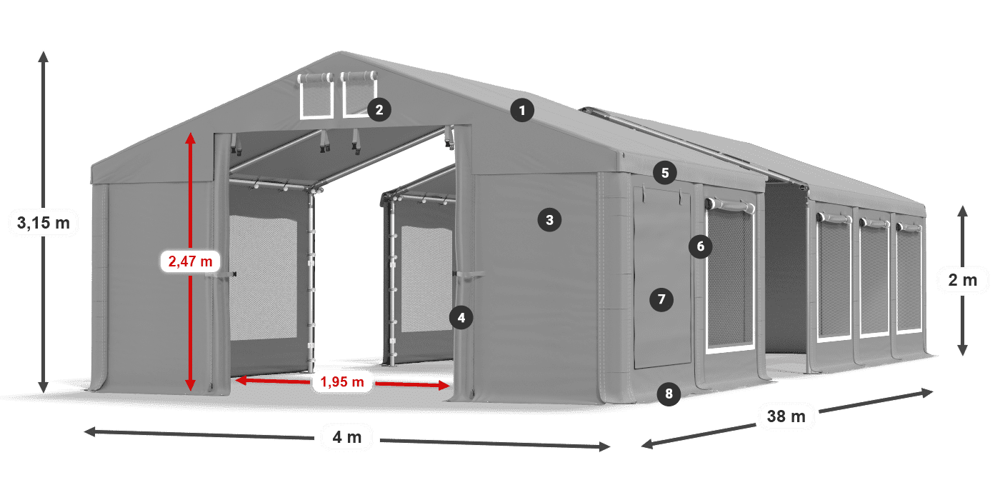 Dach: FR 620 PVC Ściany: SD 500 PVC 2m legenda