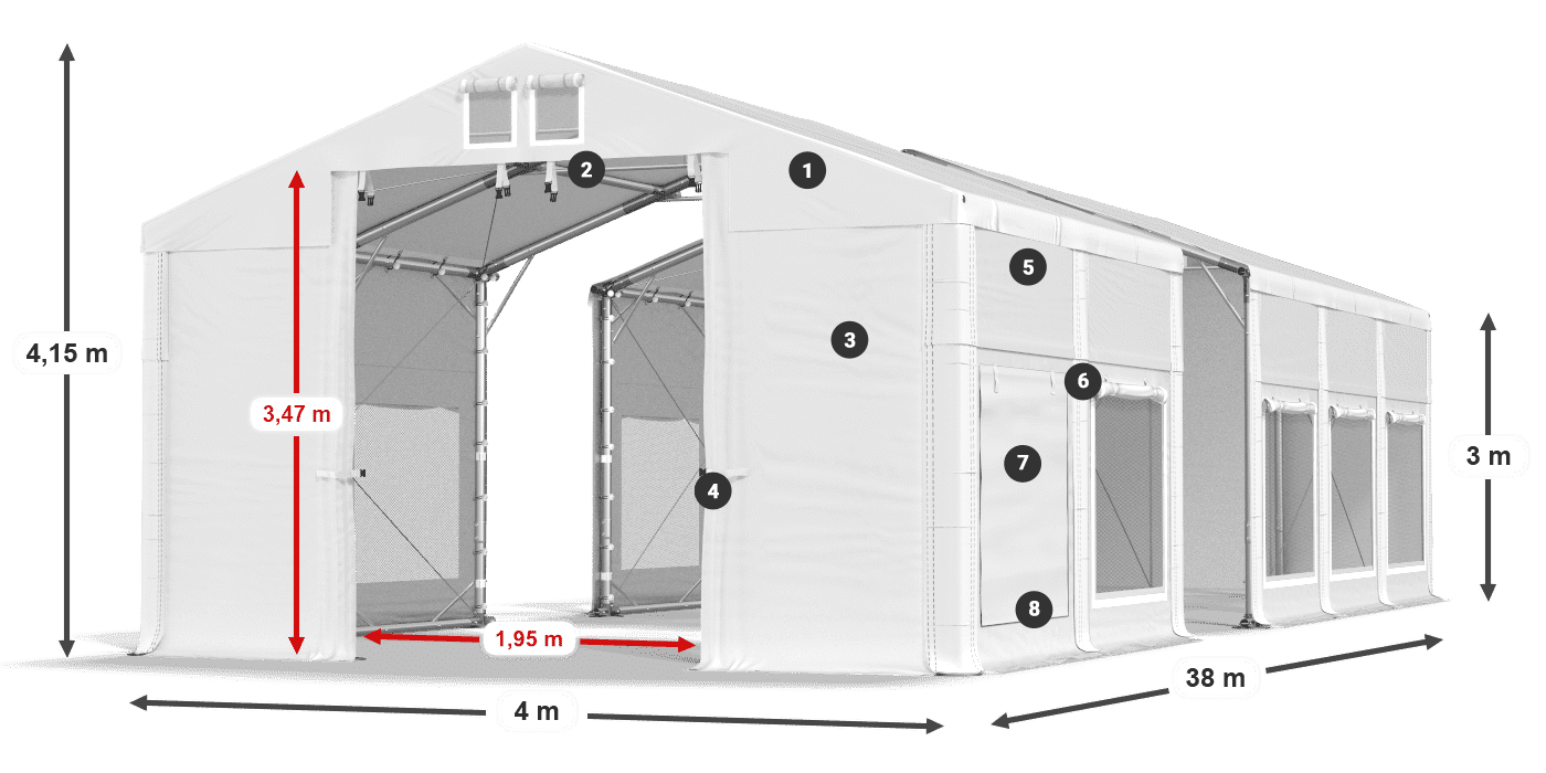 Dach: FR 620 PVC Ściany: SD 500 PVC 3m legenda