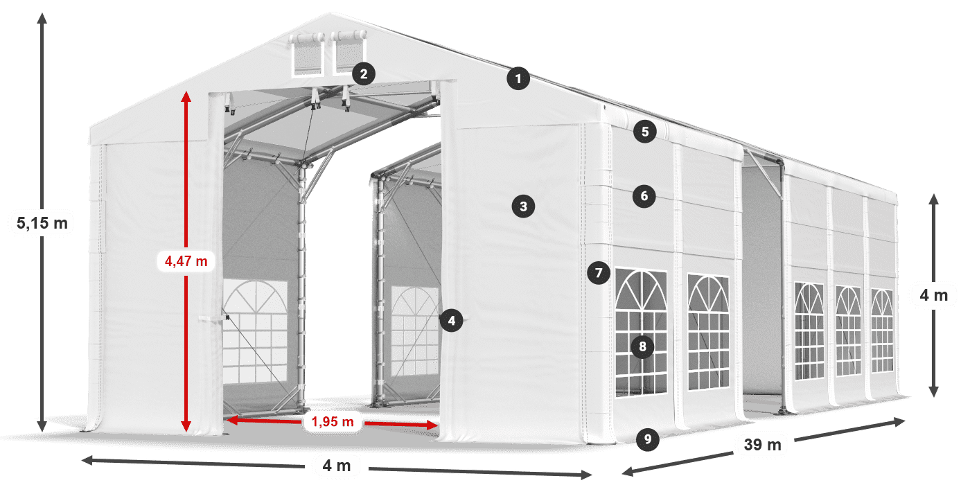 Dach: MS T 580 PVC Ściany: SD 500 I PVC 4m legenda