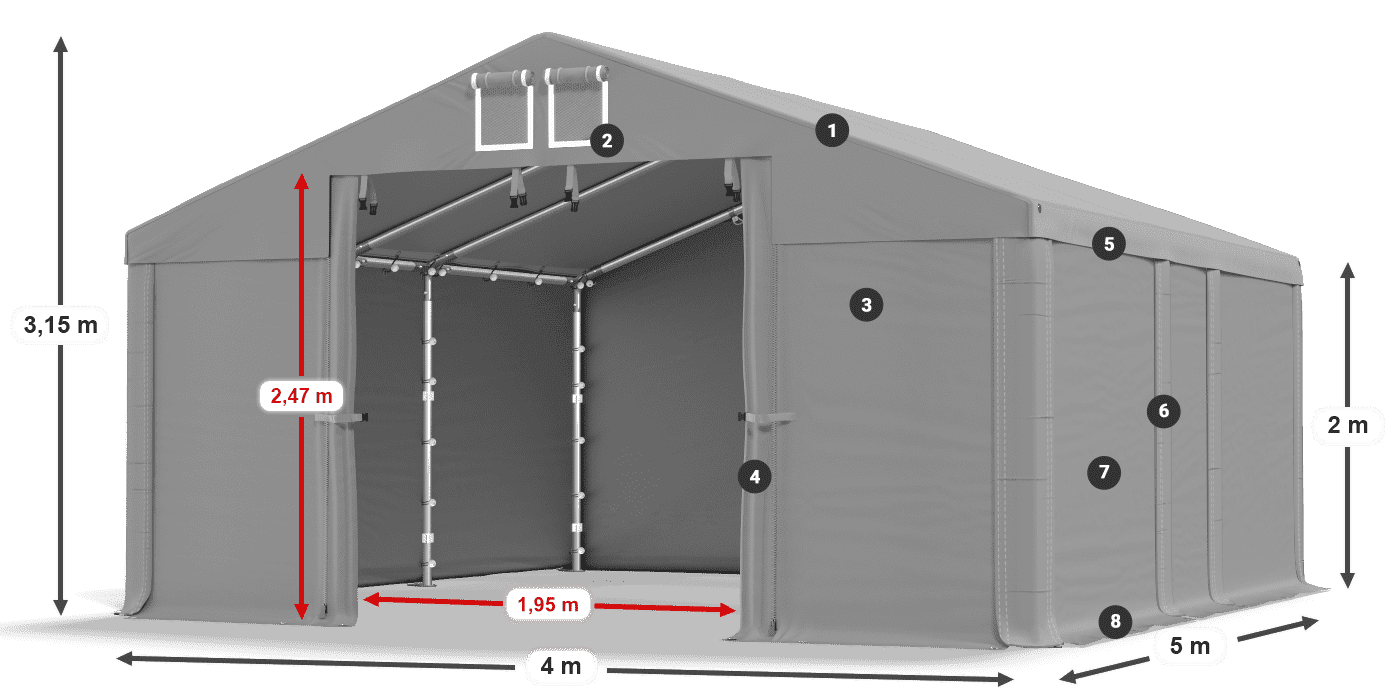 Dach: MS 580 PVC Ściany: SD 500 PVC 2m legenda