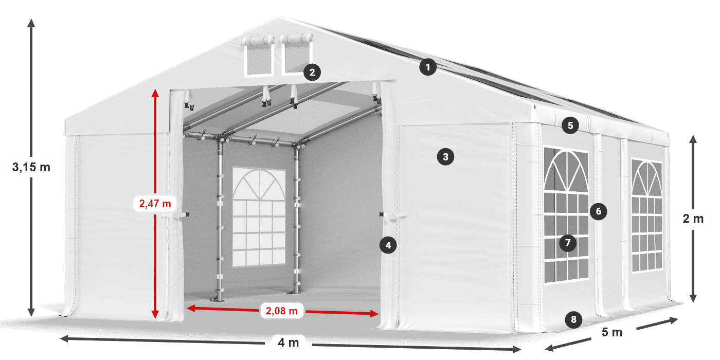 Dach: MS 580 PVC Ściany: SD 500 PVC 2m legenda