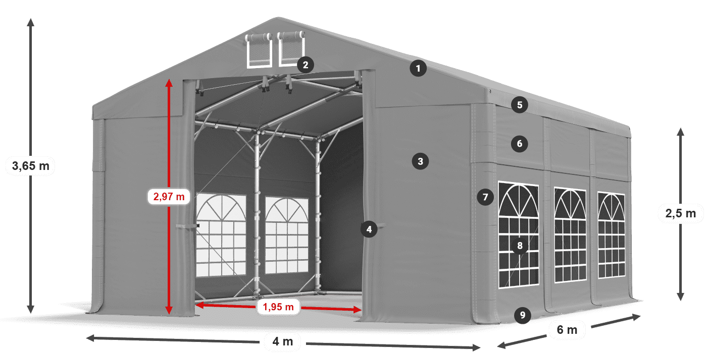 Dach: FR 620 PVC Ściany: SD 500 PVC