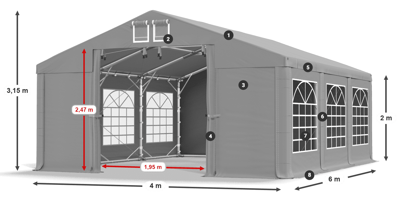 Dach: FR 620 PVC Ściany: SD 500 PVC 2m legenda