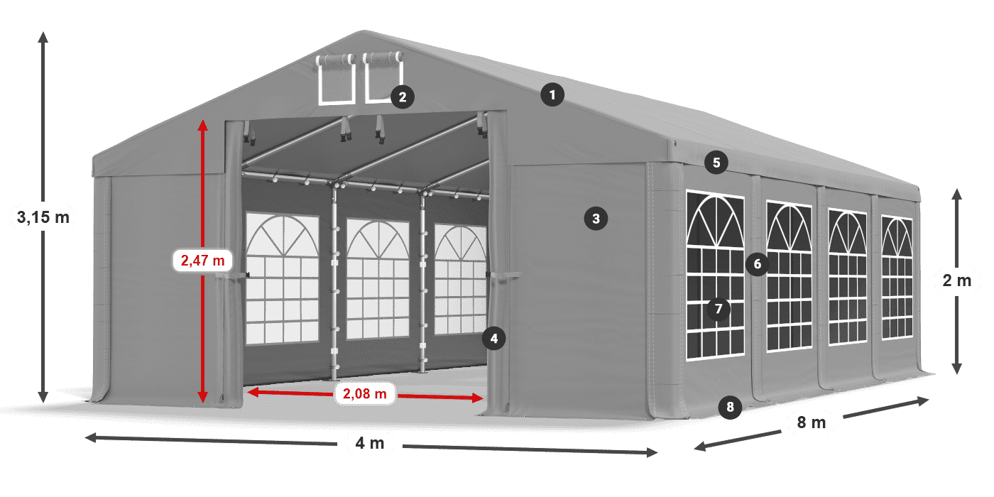 Dach: FR 620 PVC Ściany: SD 500 PVC 2m legenda