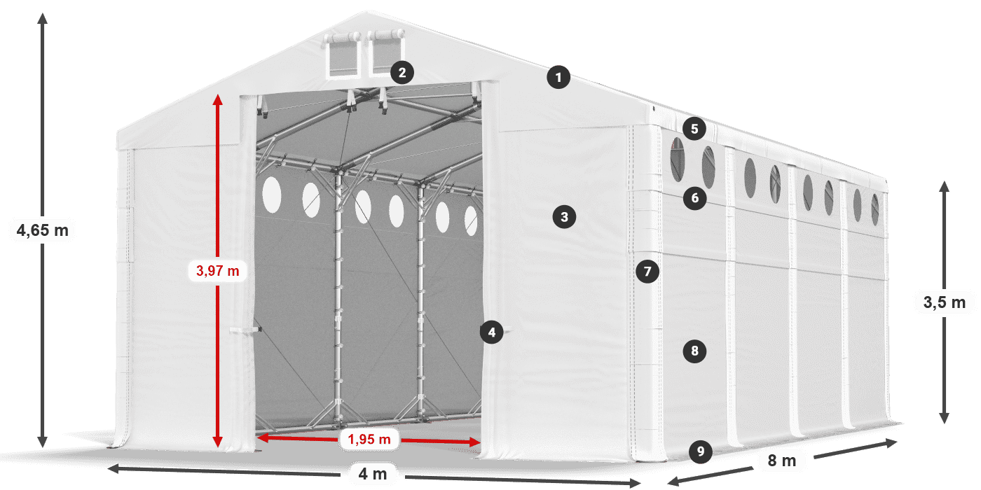 Dach: MS 580 PVC Ściany: SD O 500 PVC 3.5m legenda