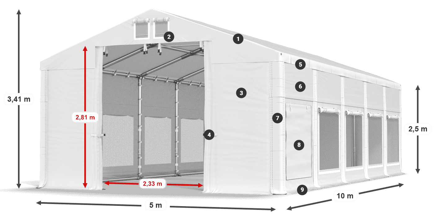 Dach: FR 620 PVC Ściany: SD 500 PVC