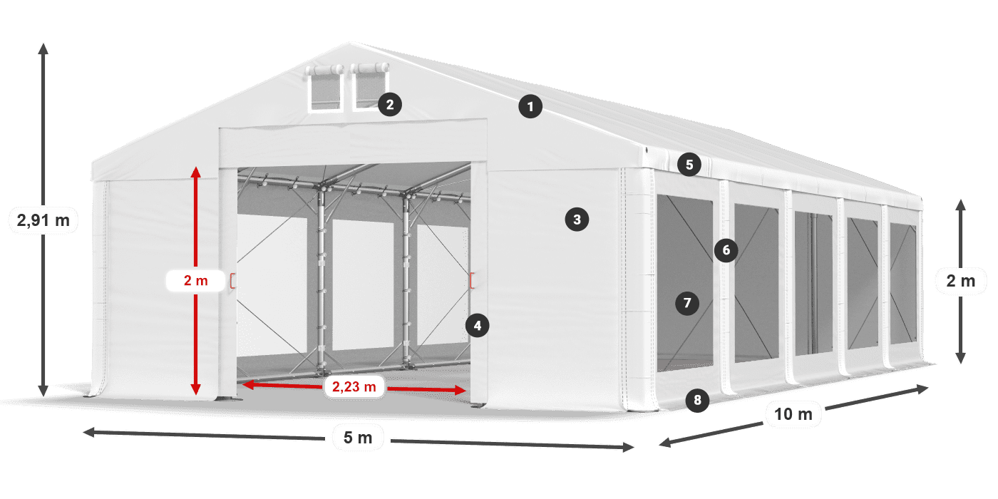 Dach: FR 620 PVC Ściany: MS 580 PVC 2m legenda