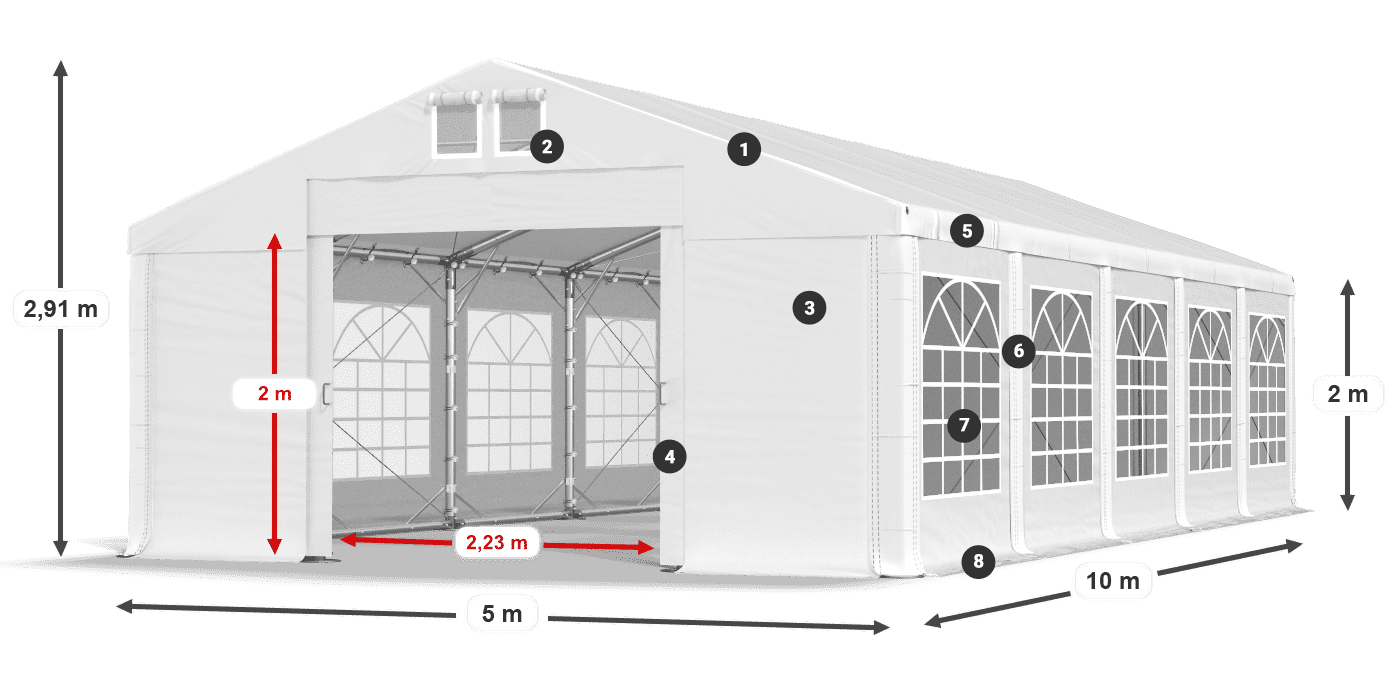 Dach: FR 620 PVC Ściany: SD 500 PVC 2m legenda