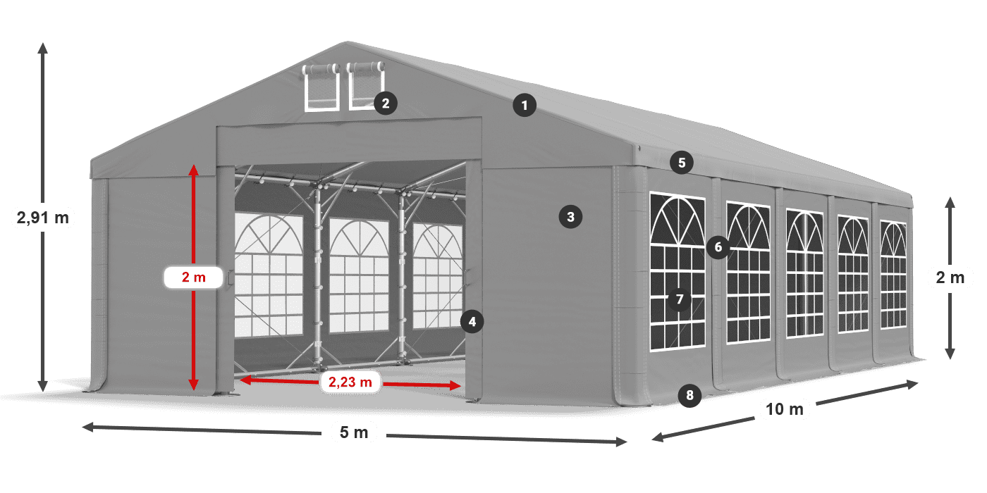 Dach: FR 620 PVC Ściany: SD 500 PVC 2m legenda