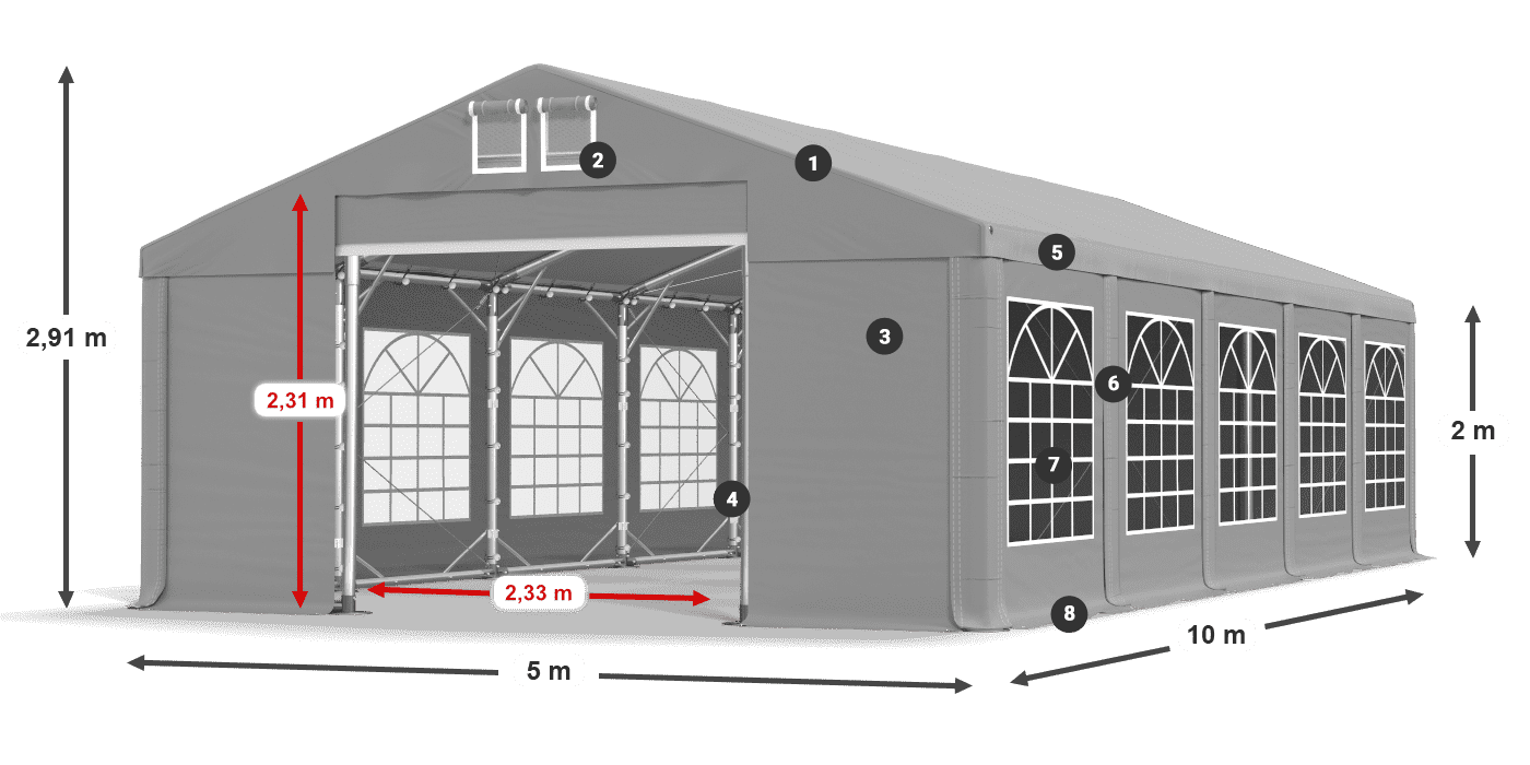 Dach: FR 620 PVC Ściany: SD 500 PVC 2m legenda