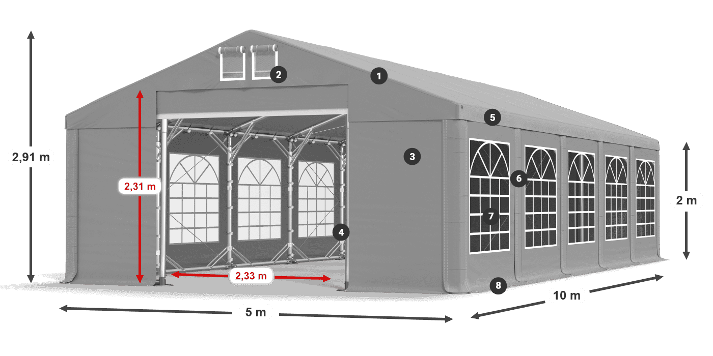 Dach: FR 620 PVC Ściany: SD 500 PVC 2m legenda