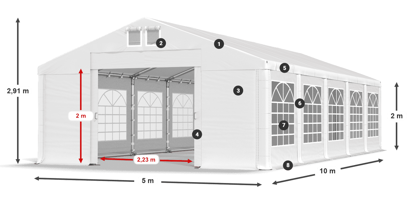 Dach: FR 620 PVC Ściany: SD 500 PVC 2m legenda