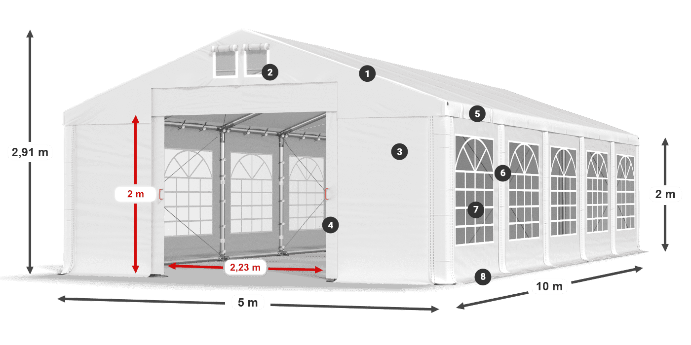 Dach: FR 620 PVC Ściany: SD 500 PVC 2m legenda