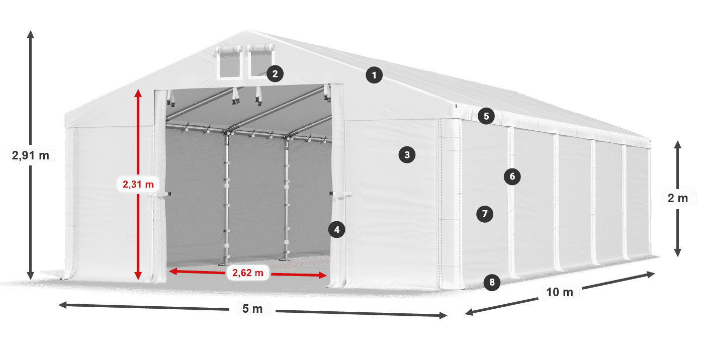 Dach: HFR 750 PVC Ściany: FR 620 PVC
