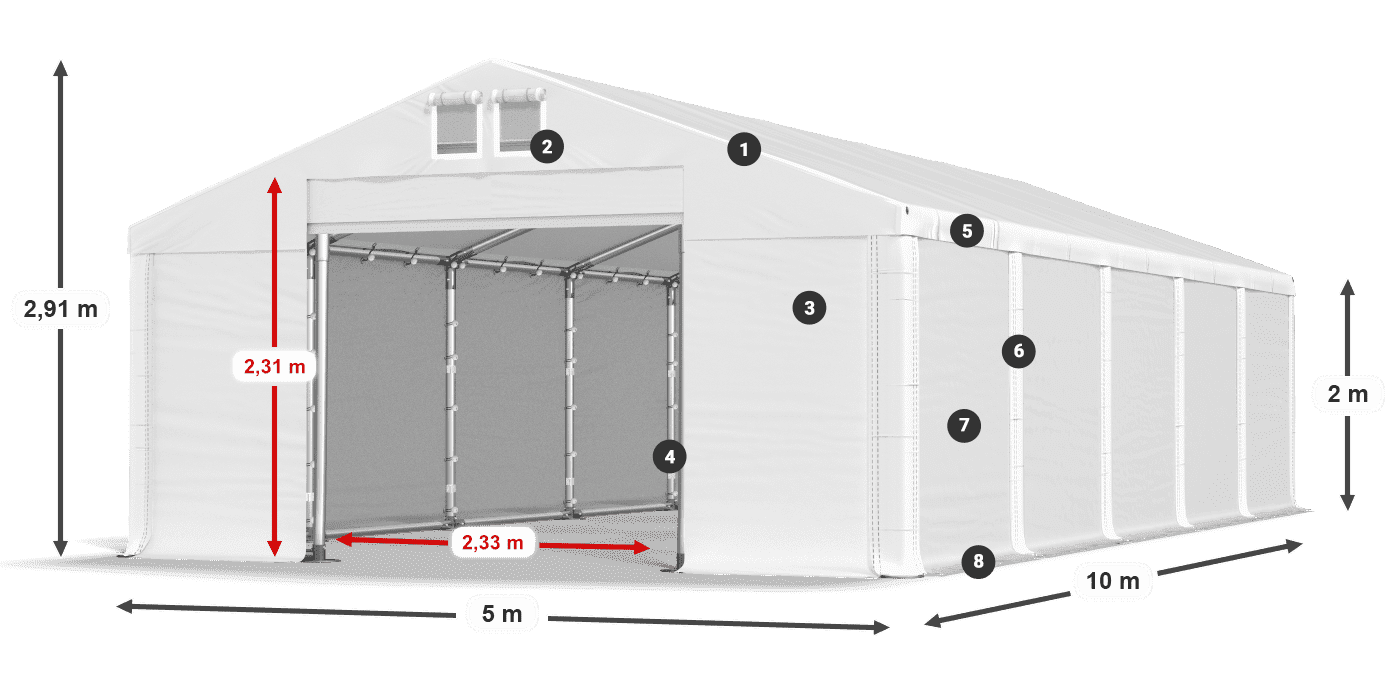 Dach: MS 580 PVC Ściany: FR 620 PVC