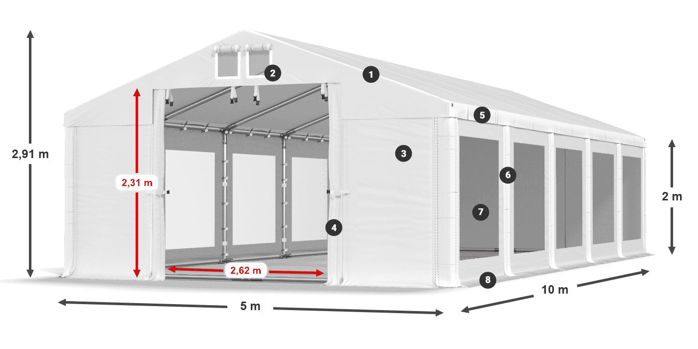 Dach: MS 580 PVC Ściany: MS 580 PVC 2m legenda