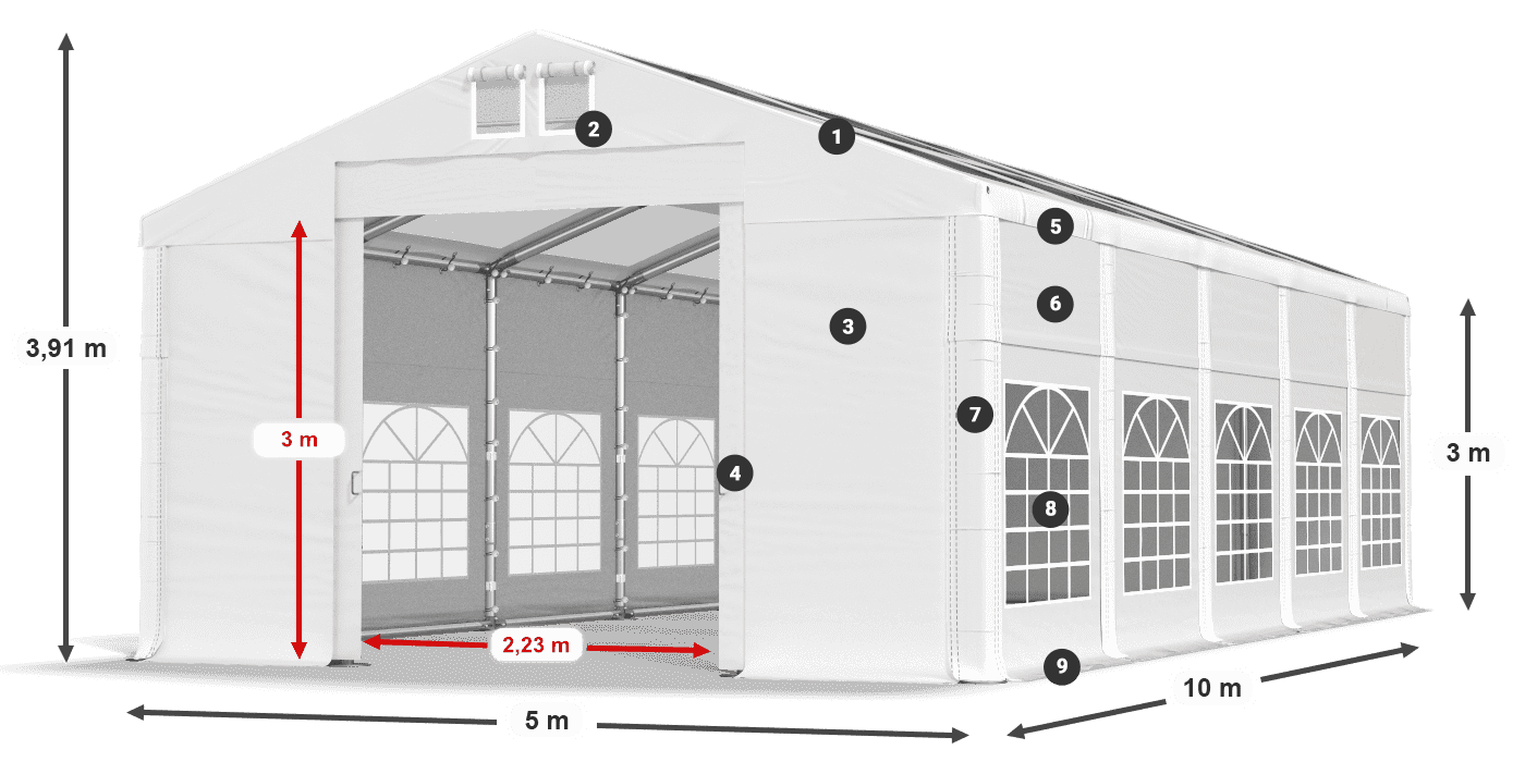 Dach: MS T 580 PVC Ściany: SD I 500 PVC 3m legenda