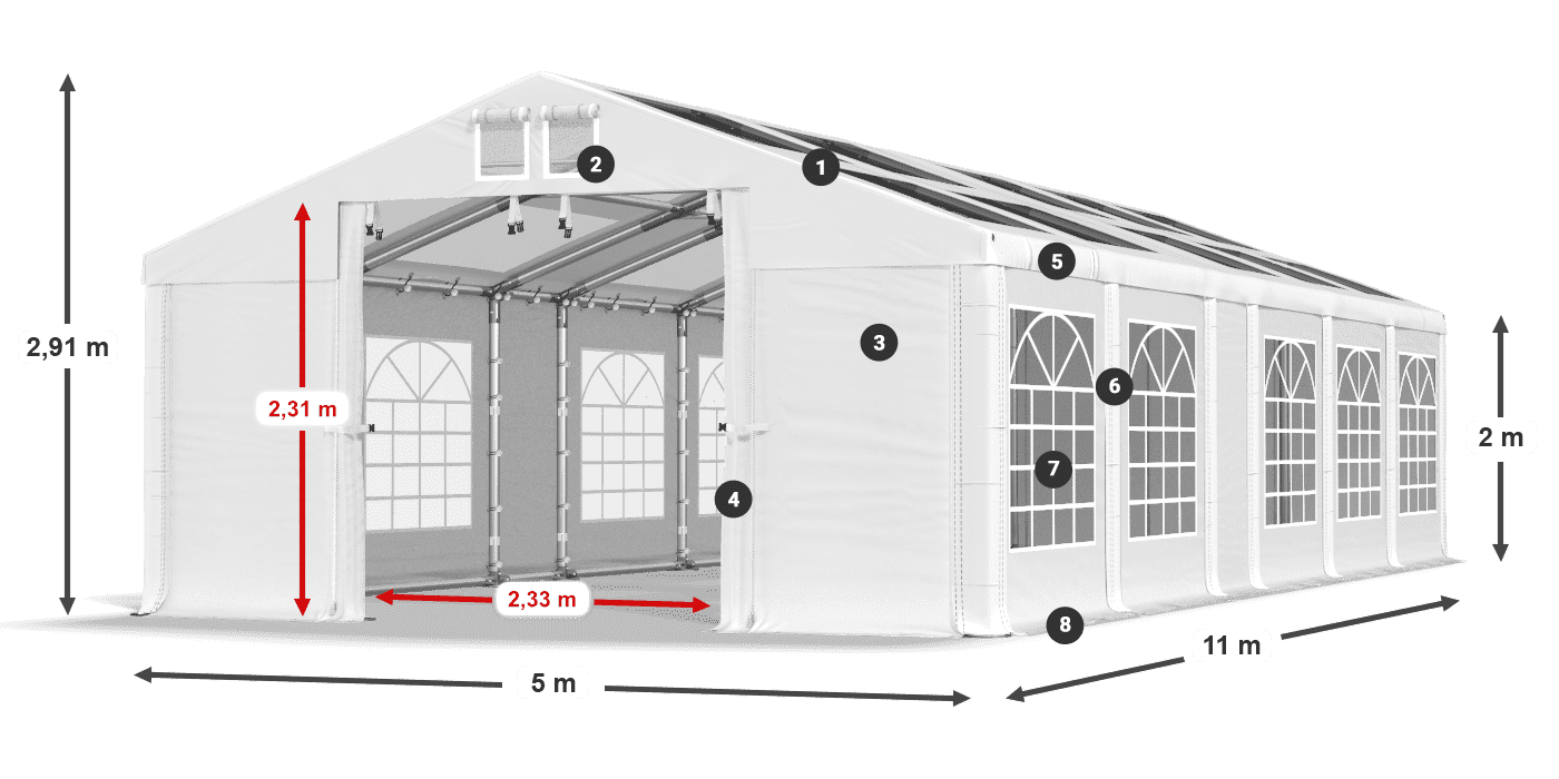 Dach: MS 580 PVC Ściany: SD 500 PVC 2m legenda