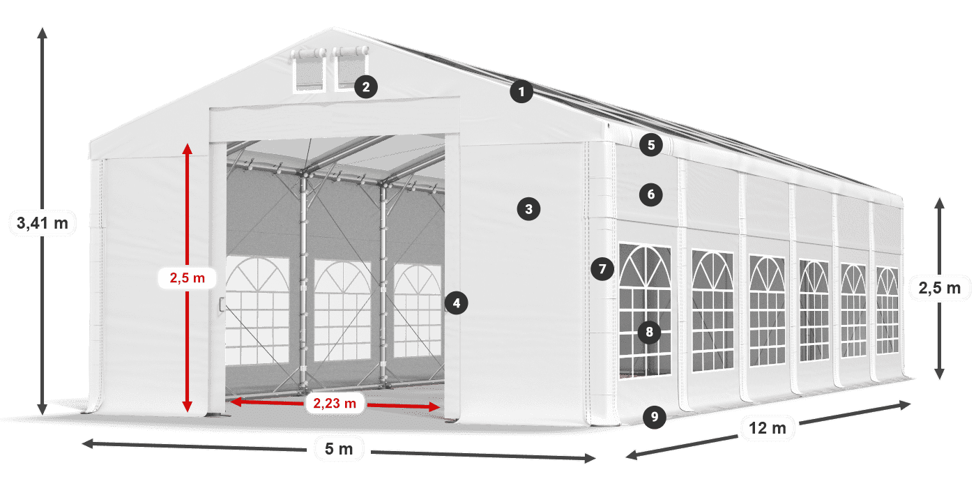 Dach: MS 580 PVC Ściany: SD 500 PVC 2.5m legenda