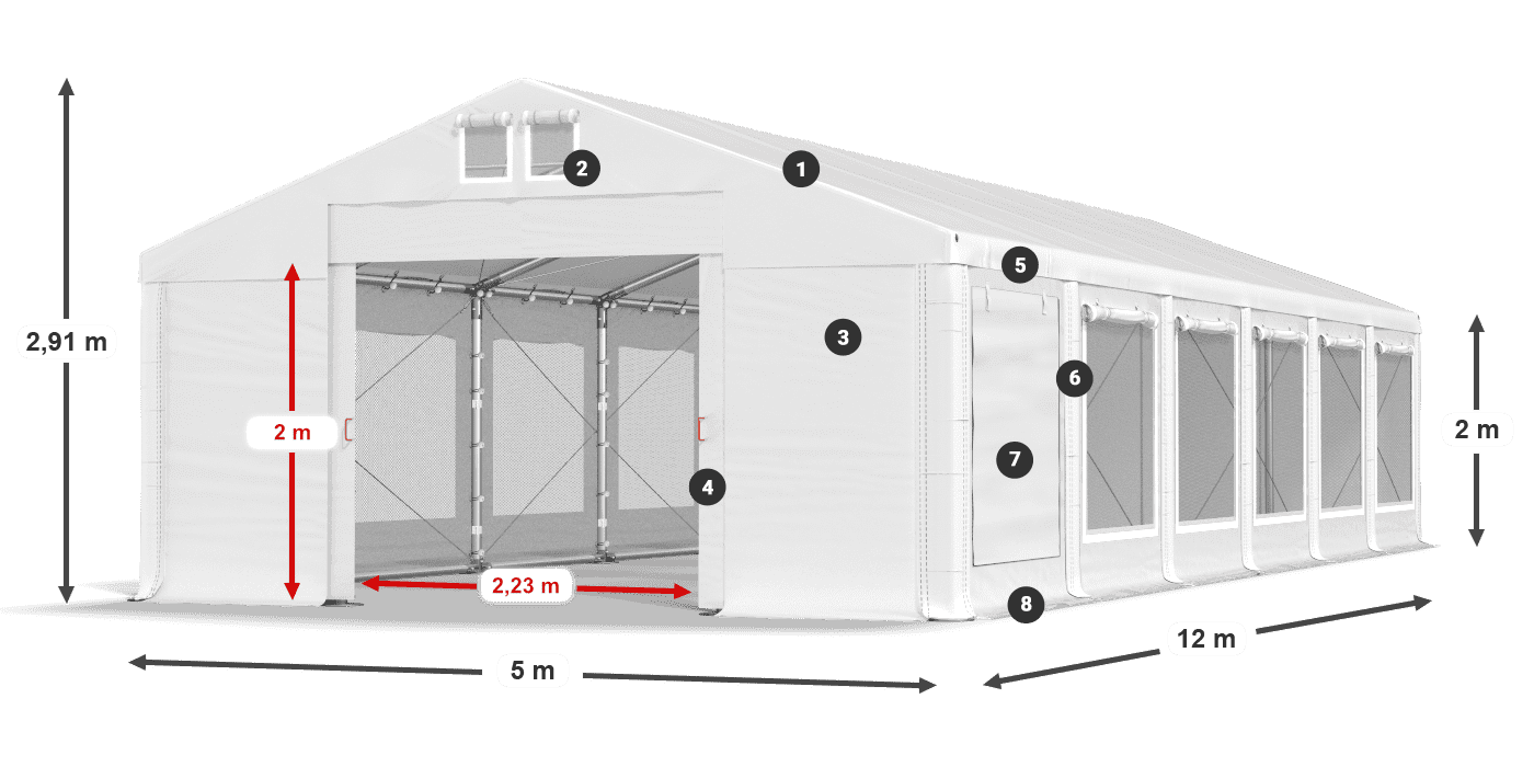 Dach: FR 620 PVC Ściany: SD 500 PVC 2m legenda