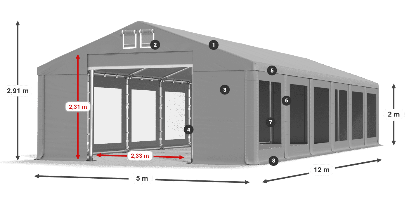 Dach: MS 580 PVC Ściany: MS 580 PVC 2m legenda