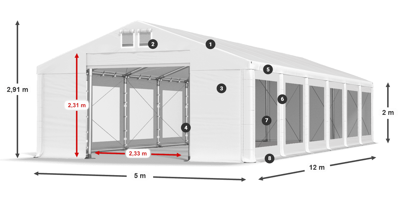 Dach: MS 580 PVC Ściany: MS 580 PVC 2m legenda