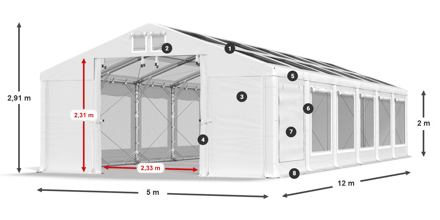 Dach: MS T 580 PVC Ściany: SDM  500 PVC 2m legenda