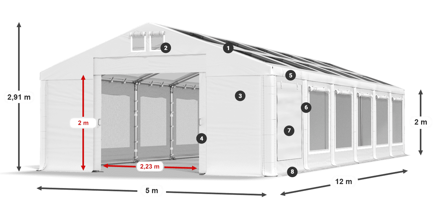 Dach: MS T 580 PVC Ściany: SDM  500 PVC 2m legenda