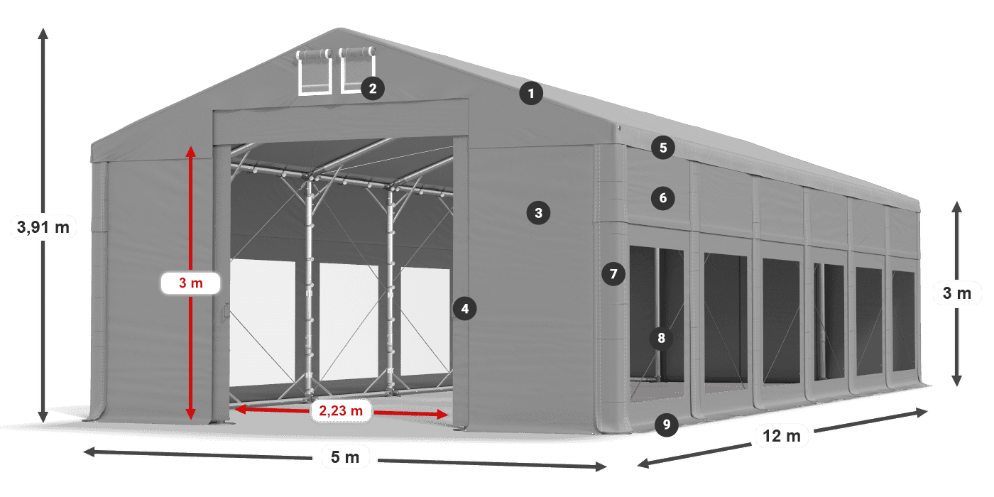 Dach: MS 580 PVC Ściany: MS 580 PVC 3m legenda
