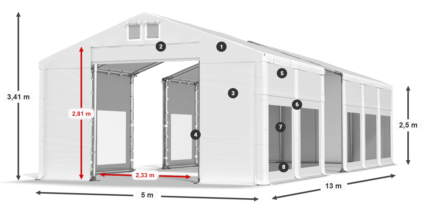 Dach: FR 620 PVC Ściany: MS 580 PVC 2.5m legenda
