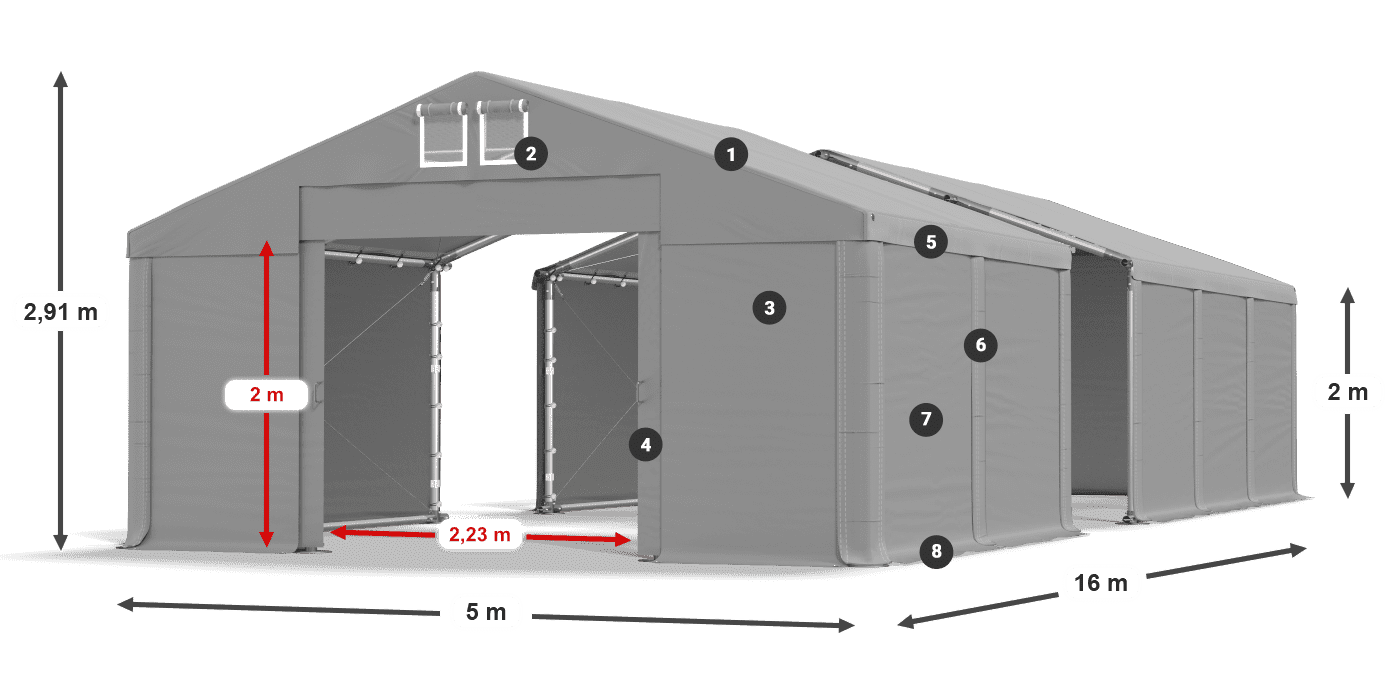 Dach: SD 560 PVC Ściany: MS 580 PVC legenda 2m