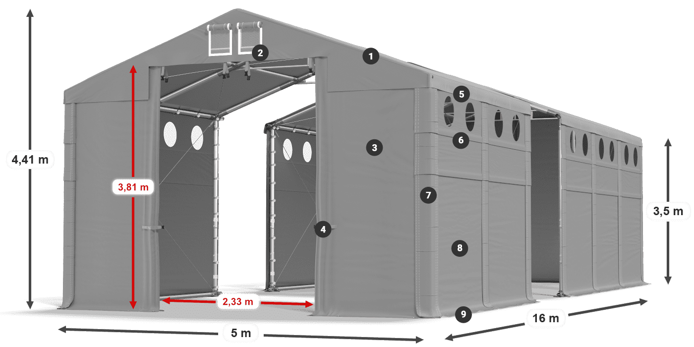 Dach: SD 560 PVC Ściany: FR O 620 PVC legenda 3.5m
