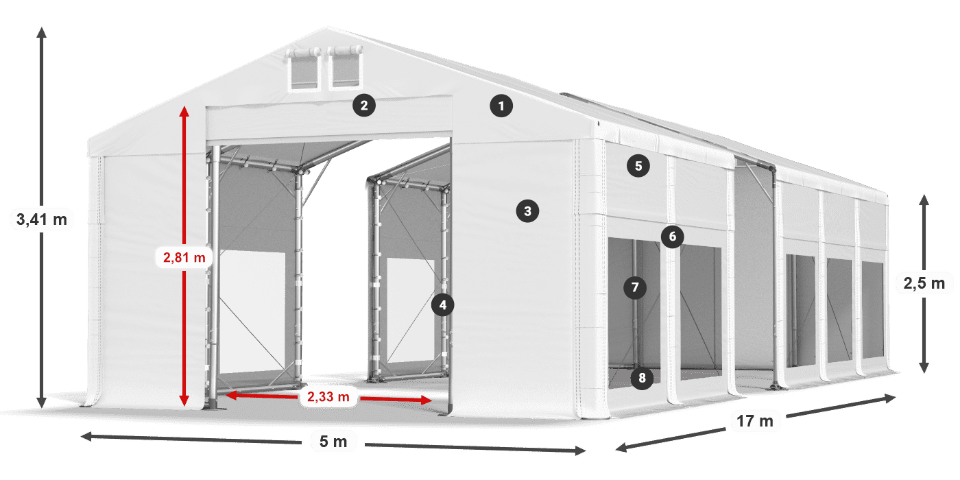Dach: FR 620 PVC Ściany: MS 580 PVC 2.5m legenda