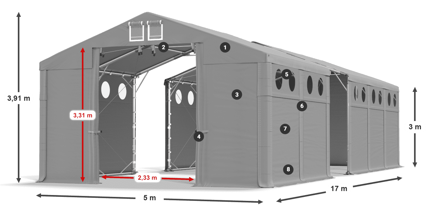 Dach: FR 620 PVC Ściany: SD O 500 PVC 3m legenda