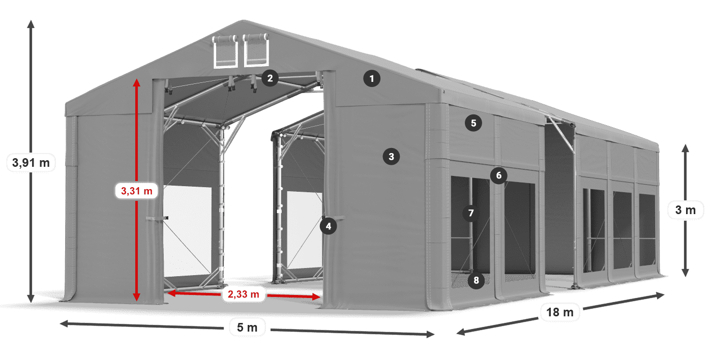 Dach: FR 620 PVC Ściany: MS 580 PVC 3m legenda