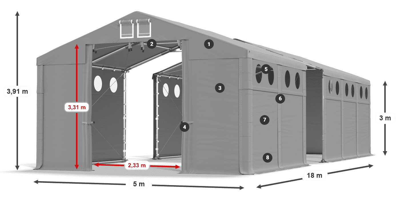 Dach: FR 620 PVC Ściany: SD O 500 PVC 3m legenda
