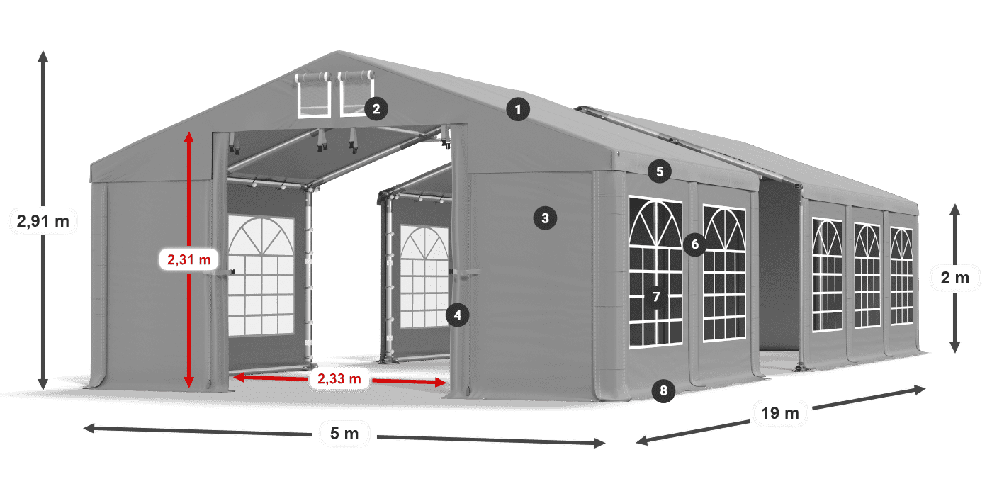 Dach: FR 620 PVC Ściany: SD 500 PVC 2m legenda