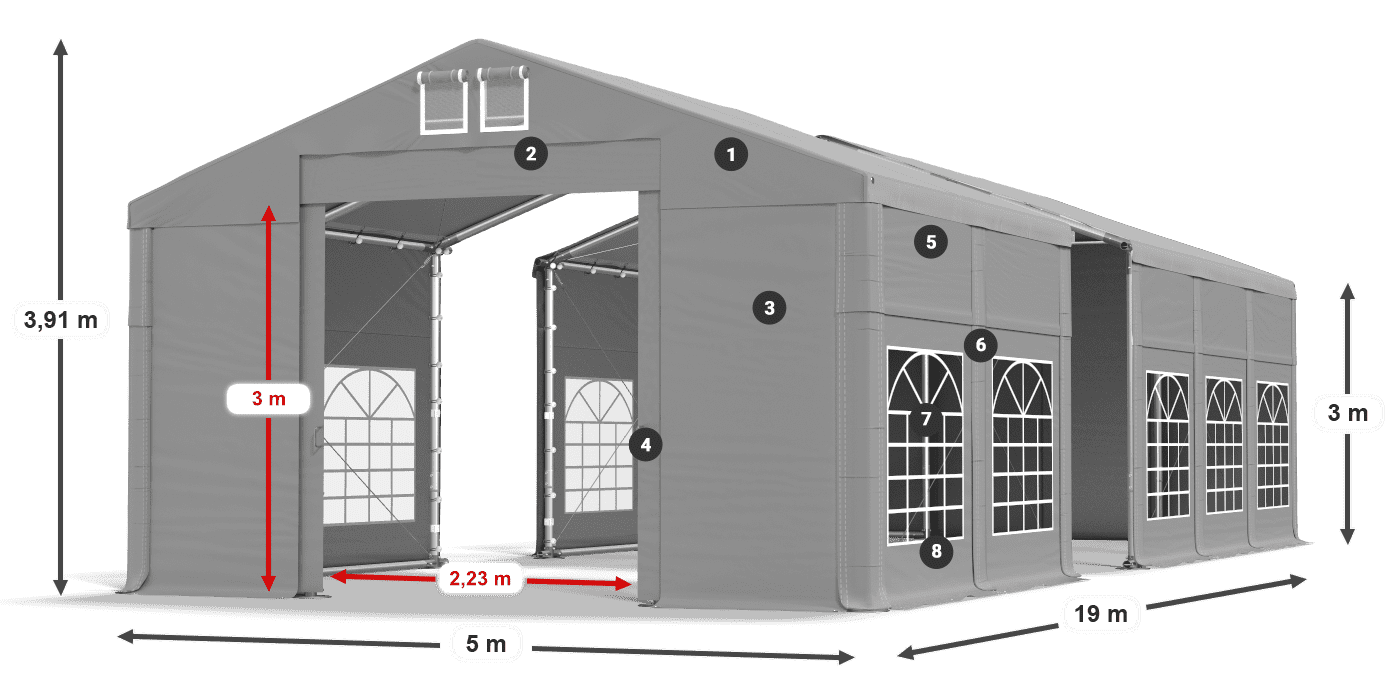Dach: FR 620 PVC Ściany: SD 500 PVC 3m legenda