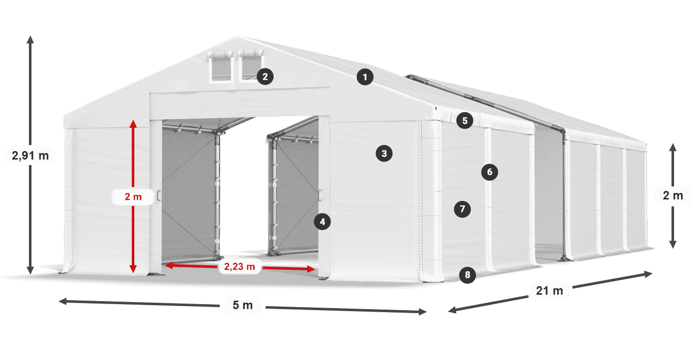 Dach: FR 620 PVC Ściany: SD 500 PVC 2m legenda