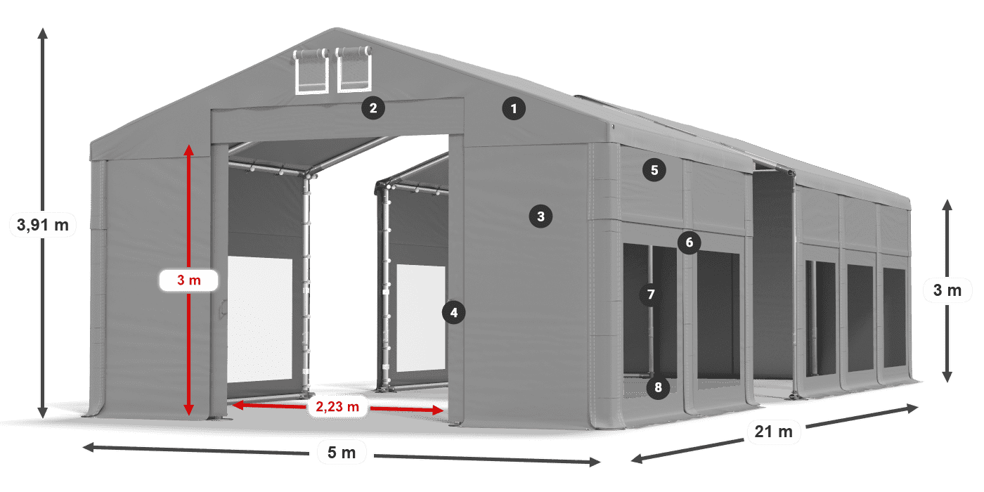 Dach: FR 620 PVC Ściany: MS 580 PVC 3m legenda